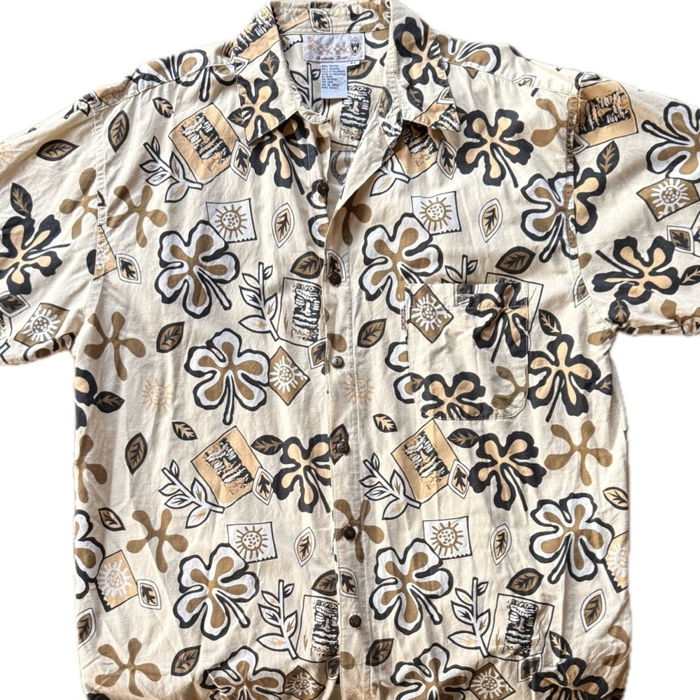Tan and Black Patterned Men's Shirt